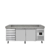 EASYLINE Pizzakühltisch 800 / 2-türig & 7 Schubladen "grau" - Gastro-Bedarf24 GmbH