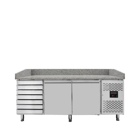 EASYLINE Pizzakühltisch 800 / 2-türig & 7 Schubladen "grau" - Gastro-Bedarf24 GmbH