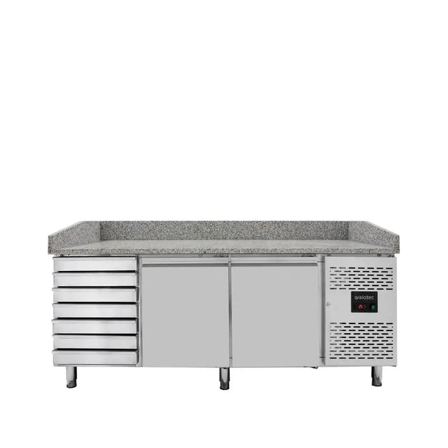 EASYLINE Pizzakühltisch 800 / 2-türig & 7 Schubladen "grau" - Gastro-Bedarf24 GmbH