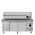 EASYLINE Pizzakühltisch 800 / 2-türig & 7 Schubladen "grau" inkl. Kühlaufsatz GN1/3 - Gastro-Bedarf24 GmbH