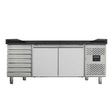 EASYLINE Pizzakühltisch 800 / 2-türig & 7 Schubladen "schwarz" - Gastro-Bedarf24 GmbH