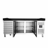 EASYLINE Pizzakühltisch 800 / 2-türig & 7 Schubladen "schwarz" inkl. Kühlaufsatz GN1/3