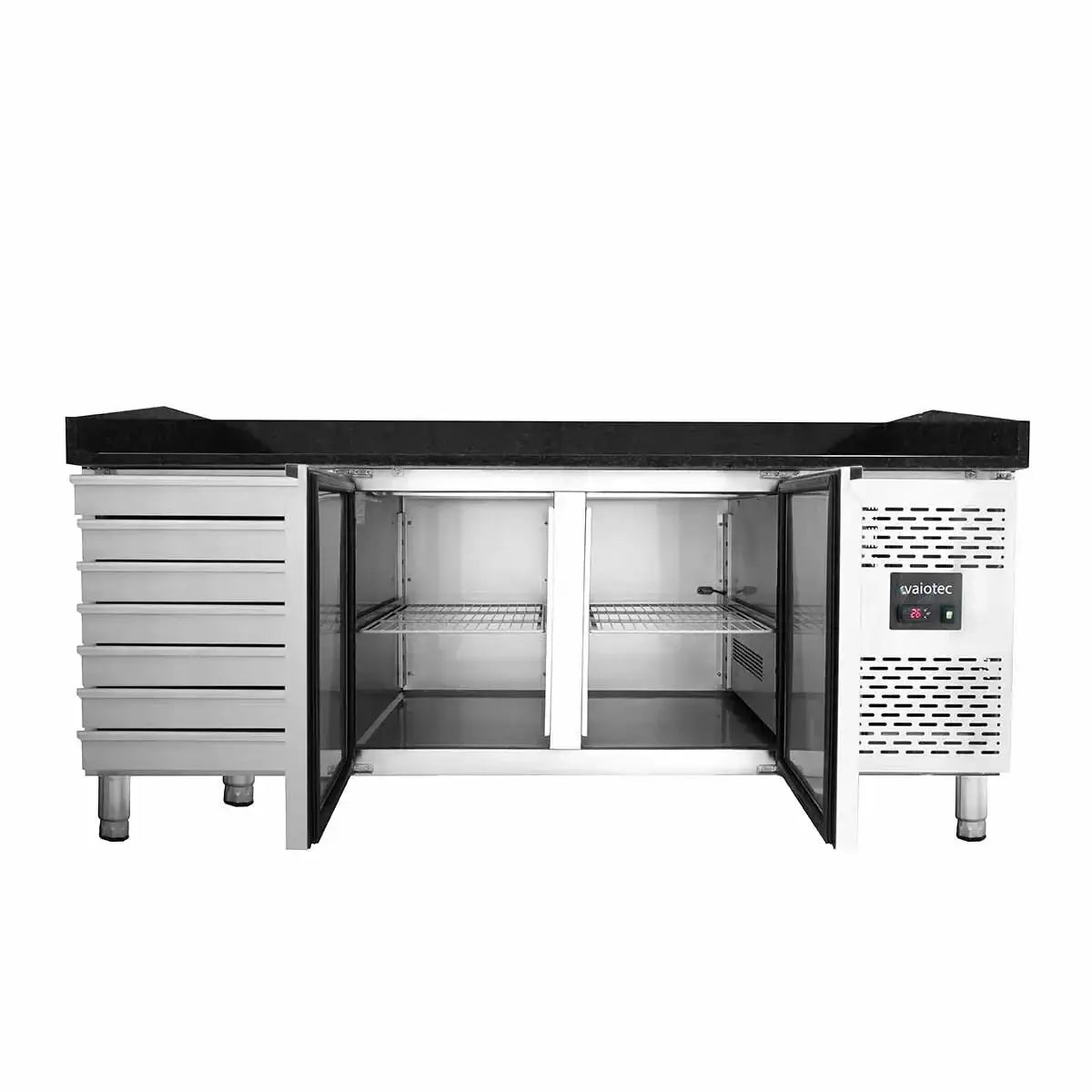EASYLINE Pizza Refrigerated Table 800 / 2-door & 7 Drawers "black" incl. GN1/4 Cooling Attachment