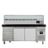 EASYLINE Pizzakühltisch 800 / 2-türig & 7 Schubladen "schwarz" inkl. Kühlaufsatz GN1/3 - Gastro-Bedarf24 GmbH