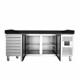 EASYLINE Pizzakühltisch 800 / 2-türig & 7 Schubladen "schwarz" inkl. Kühlaufsatz GN1/4 - Gastro-Bedarf24 GmbH