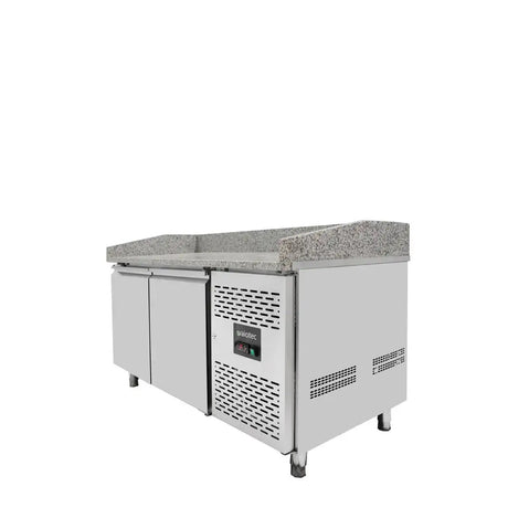 EASYLINE Pizzakühltisch 800 / 2-türig "grau" inkl. Kühlaufsatz GN1/3 - Gastro-Bedarf24 GmbH