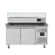 EASYLINE Pizzakühltisch 800 / 2-türig "grau" inkl. Kühlaufsatz GN1/4 - Gastro-Bedarf24 GmbH