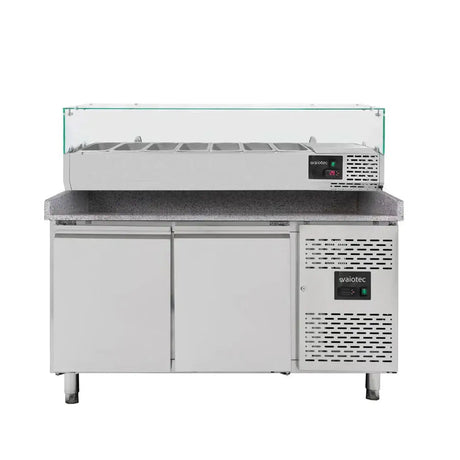 EASYLINE Pizzakühltisch 800 / 2-türig "grau" inkl. Kühlaufsatz GN1/4 - Gastro-Bedarf24 GmbH