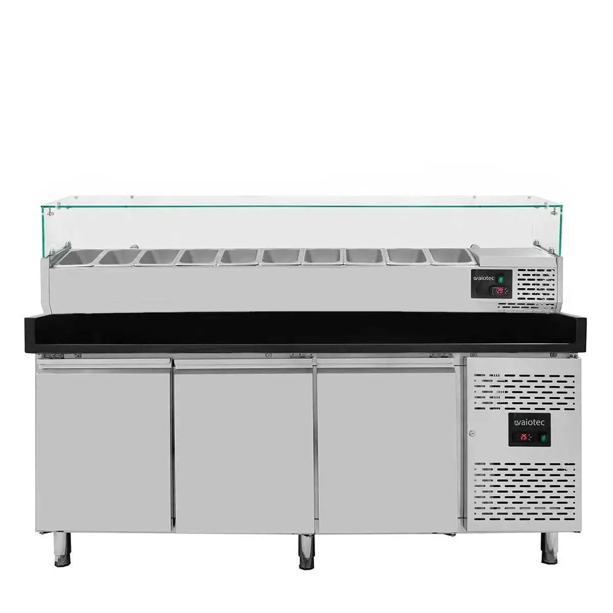 EASYLINE Pizza Refrigerated Table 800 / 3-door "black" incl. GN1/4 Cooling Attachment