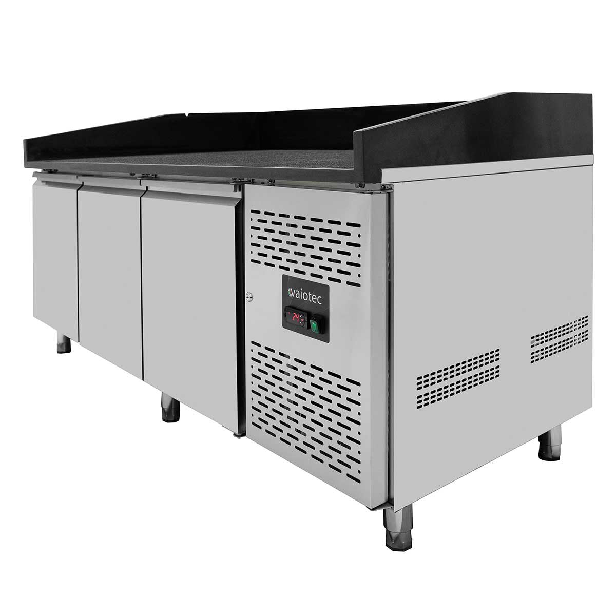 EASYLINE Pizzakühltisch 800 / 3-türig "schwarz" inkl. Kühlaufsatz GN1/4
