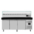 EASYLINE Pizzakühltisch 800 / 3-türig "schwarz" inkl. Kühlaufsatz GN1/4 - Gastro-Bedarf24 GmbH