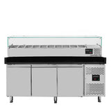 EASYLINE Pizzakühltisch 800 / 3-türig "schwarz" inkl. Kühlaufsatz GN1/4 - Gastro-Bedarf24 GmbH
