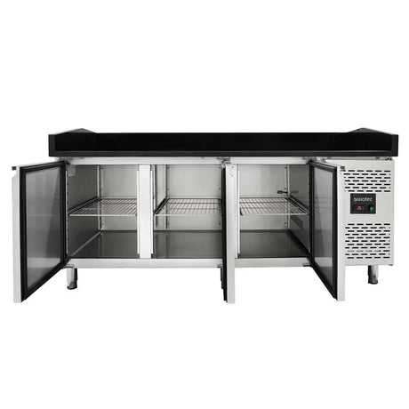 EASYLINE Pizzakühltisch 800 / 3-türig "schwarz" inkl. Kühlaufsatz GN1/4 - Gastro-Bedarf24 GmbH