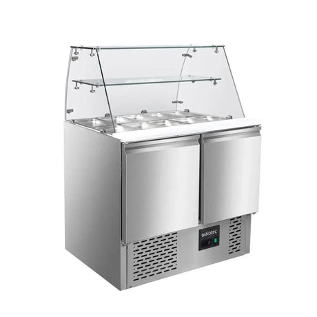 EASYLINE Saladette 700 / 2-fach mit eckigem Glasaufsatz - Gastro-Bedarf24 GmbH