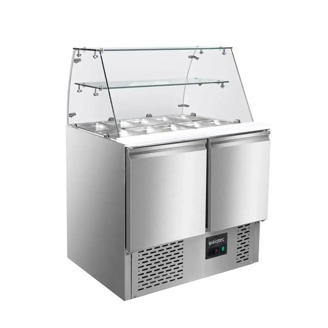 EASYLINE Saladette 700 / 2-fach mit eckigem Glasaufsatz - Gastro-Bedarf24 GmbH