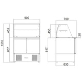 EASYLINE Saladette 700 / 2-fach mit eckigem Glasaufsatz - Gastro-Bedarf24 GmbH