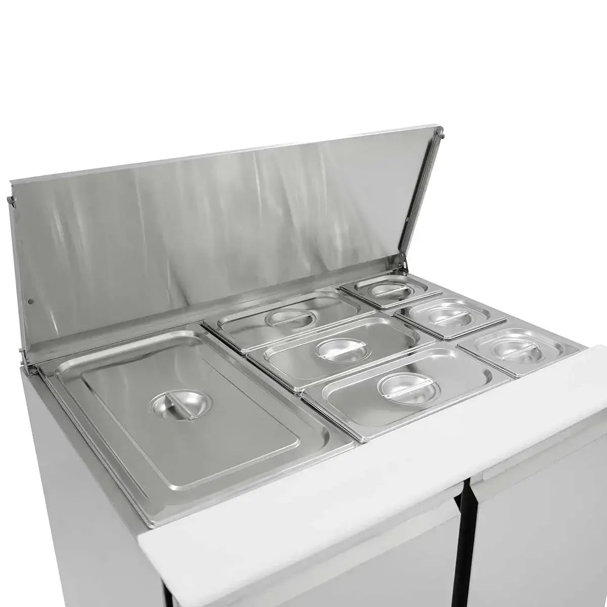 Edelstahl-Buffetwagen mit mehreren Behältern und Deckel für professionelle Gastronomie