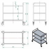 EASYLINE Servierwagen Edelstahl / 3 Böden - Gastro-Bedarf24 GmbH