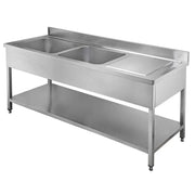 EASYLINE Spültisch 700 / 2 Becken links und Abtropffläche B:1600 - Gastro-Bedarf24 GmbH