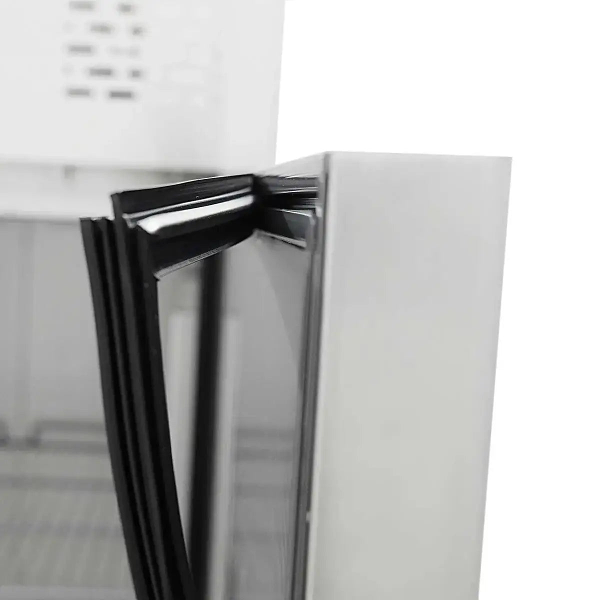 Edelstahl-Kühlschrank mit schwarzer Glastür für Gastronomie