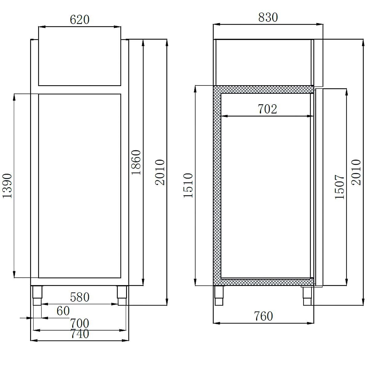 EASYLINE Tiefkühlschrank 700 / 1 - türig GN2/1 - Monoblock - Gastro - Bedarf24