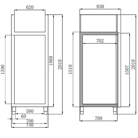 EASYLINE Tiefkühlschrank 700 / 1 - türig GN2/1 - Monoblock - Gastro - Bedarf24