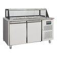 EASYLINE Zubereitungstisch / 2-fach mit Türen, Glasaufbau, für 4x GN 1/1 "grau", 1500 x 800 mm - Gastro-Bedarf24 GmbH