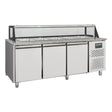 EASYLINE Zubereitungstisch / 3-fach mit Türen, Glasaufbau, für 5x GN 1/1 "grau", 2000 x 800 mm - Gastro-Bedarf24 GmbH
