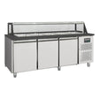 EASYLINE Zubereitungstisch / 3-fach mit Türen, Glasaufbau, für 5x GN 1/1 "schwarz", 2000 x 800 mm - Gastro-Bedarf24 GmbH
