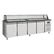 EASYLINE Zubereitungstisch / 4-fach mit Türen, Glasaufbau, für 6x GN 1/1 "schwarz", 2500 x 800 mm - Gastro-Bedarf24 GmbH