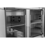 EASYLINE Zubereitungstisch / 4-fach mit Türen, Glasaufbau, für 6x GN 1/1 "grau", 2500 x 800 mm