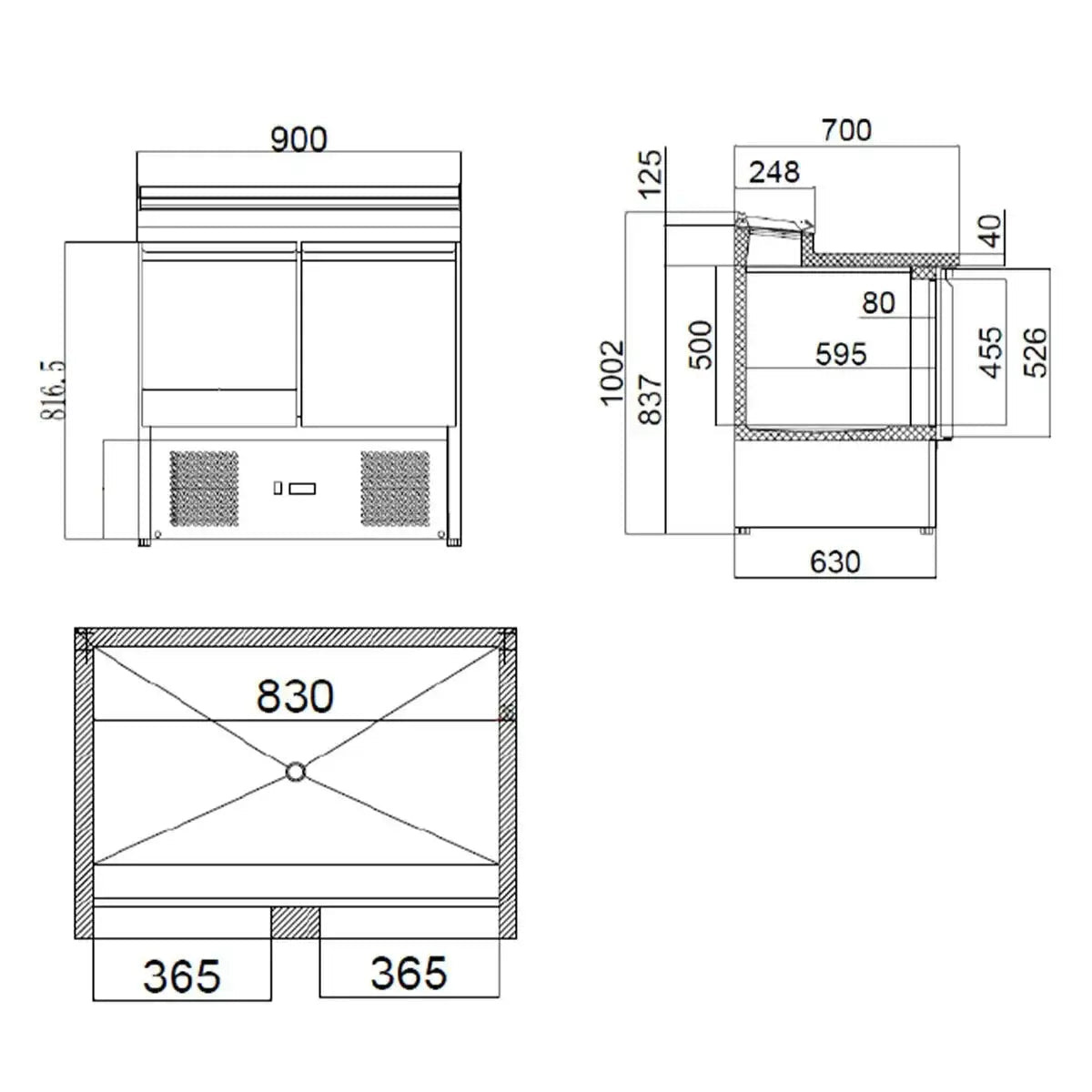 EASYLINE Zubereitungstisch Mini 700 / 2-fach für 5x GN 1/6 - Gastro-Bedarf24 GmbH