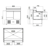EASYLINE Zubereitungstisch Mini 700 / 2-fach für 5x GN 1/6 - Gastro-Bedarf24 GmbH