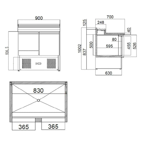 EASYLINE Zubereitungstisch Mini 700 / 2-fach für 5x GN 1/6 - Gastro-Bedarf24 GmbH