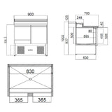 EASYLINE Zubereitungstisch Mini 700 / 2 - fach für 5x GN 1/6 - Gastro - Bedarf24