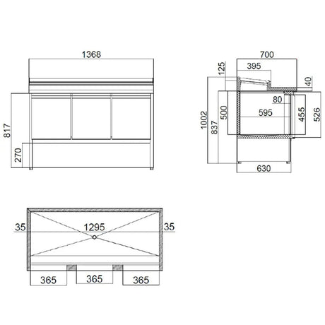 EASYLINE Zubereitungstisch Mini 700 / 3-fach für 8x GN 1/6 - Gastro-Bedarf24 GmbH