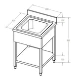 ECO Spültisch 60 x 60 mit einem Becken - Gastro-Bedarf24 GmbH