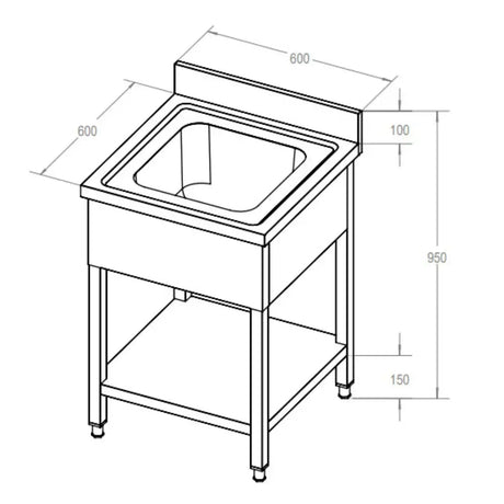ECO Spültisch 60 x 60 mit einem Becken - Gastro-Bedarf24 GmbH