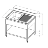 ECO Spültisch 100 x 70 x 85 cm - 1 Becken links - Gastro - Bedarf24