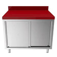 Edelstahl Arbeitsschrank - 2000x700x850mm - mit Schiebetür - inkl. Schneidplatte Rot - Gastro-Bedarf24 GmbH