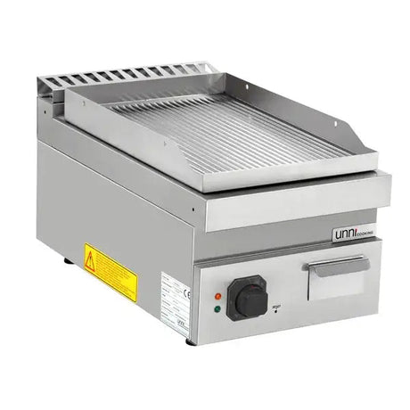 Elektrische Grillplatte - 400x700x350 mm – gerillt - 4,5 kW - Gastro-Bedarf24 GmbH