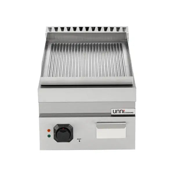 Elektrische Grillplatte - 400x700x350 mm – gerillt - 4,5 kW - Gastro-Bedarf24 GmbH