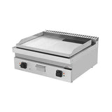Elektrische Grillplatte - 800x700x350 mm - 1/2 glatt + 1/2 gerillt - 9 kW - Gastro-Bedarf24 GmbH