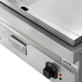 Elektrische Grillplatte - 800x700x350 mm - 1/2 glatt + 1/2 gerillt - Chrome - 9 kW - Gastro-Bedarf24 GmbH
