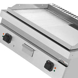 Elektrische Grillplatte - 800x700x350 mm - 1/2 glatt + 1/2 gerillt - Chrome - 9 kW - Gastro-Bedarf24 GmbH
