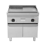 Elektrische Grillplatte - 800x700x850/900 mm - 1/2 glatt + 1/2 gerillt - 9 kW - Gastro-Bedarf24 GmbH