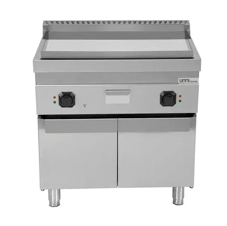 Elektrische Grillplatte - 800x700x850/900 mm – Glatt - Chrom - Gastro-Bedarf24 GmbH