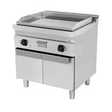 Elektrische Grillplatte - 800x700x850/900 mm – Glatt - Chrom - Gastro-Bedarf24 GmbH