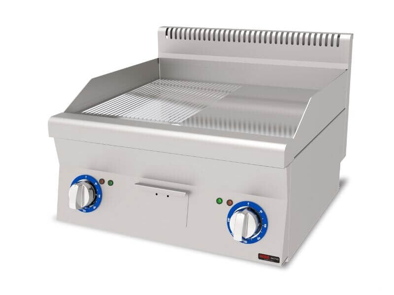 Elektro Bratplatte Hardchrome / Glatt+Gerillt / 6 kW / Premium Serie 600