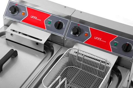 Elektro Fritteuse 2x10 Liter - 700x650x410/550 mm - 2x9 kW - Gastro-Bedarf24 GmbH